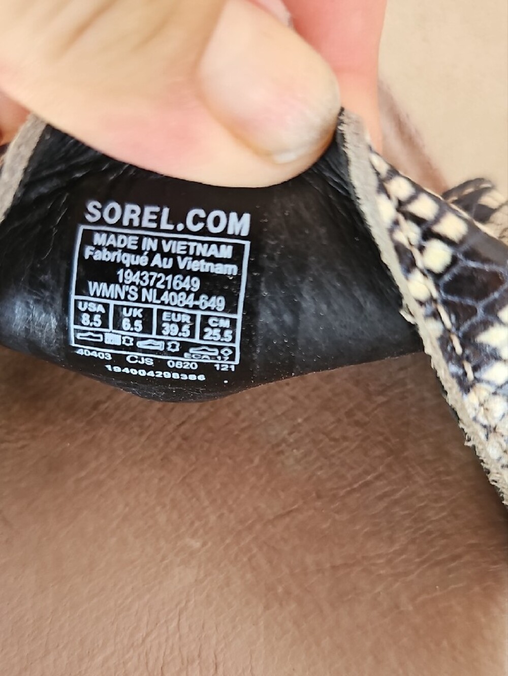 Sorel Women's Snake-Print Platform Sandals in Beige and Black - Picture 2 of 16